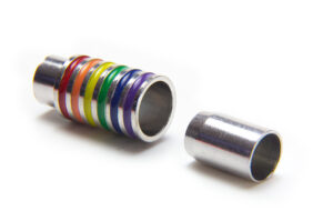 6mm Hole Silver Multicolour Magnetic Cylinder Glue-in Clasp