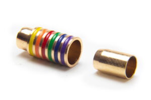 6mm Hole Rose Gold Multicolour Magnetic Cylinder Glue-in Clasp