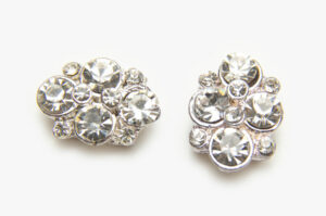 15x11mm Silver Plated Flower Crystal Slider
