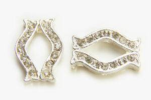 19x13mm Silver Plated "Eye" Crystal Slider