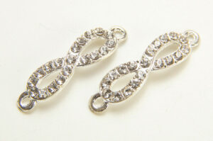 26x7mm Silver Plated infinity Crystal Slider