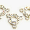 12x16mm Silver Plated Circle Crystal 3 strand Connector