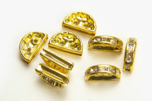 13x6mm Gold Plated Half Moon Crystal Slider