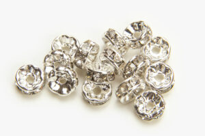 8mm Silver Plated Crystal Rondelle Crystal Slider