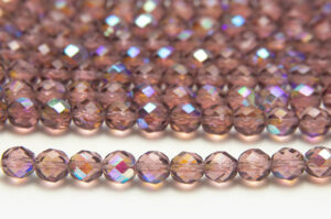 8mm Amethyst Purple AB Fire Polished Czech Glass
