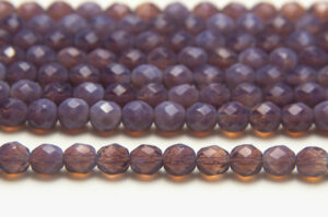 8mm Lilac Demi Opaque Fire Polished Czech Glass