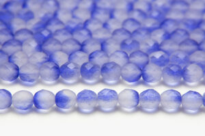 8mm Ocean Blue Frosted Hurricane Fire Polished Czech Glass