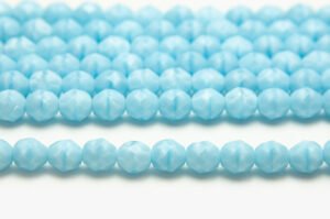 8mm Sky Blue Opaque Glacier Fire Polished Czech Glass