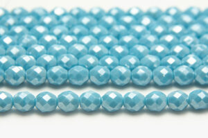 8mm Maya Blue Opaque Lustre Fire Polished Czech Glass