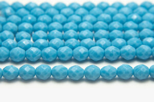 8mm Maya Blue Opaque Swirl Fire Polished Czech Glass