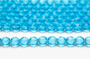 8mm Azure Blue Transparent Crystal Fire Polished Czech Glass
