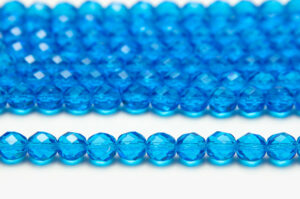 8mm Cobalt Blue Transparent Crystal Fire Polished Czech Glass