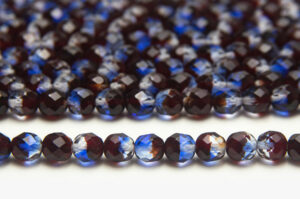 8mm Blue Garnet Crystal Hurricane Fire Polished Czech Glass
