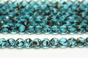 8mm Teal Jet Crystal Hurricane Fire Polished Czech Glass