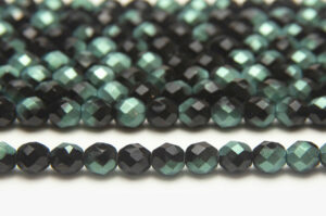 8mm Evergreen Jet Shimmer Hurricane Fire Polished Czech Glass