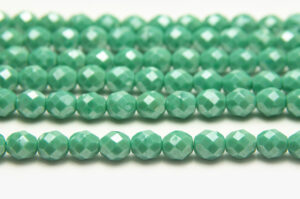 8mm Seafoam Green Opaque Lustre Fire Polished Czech Glass