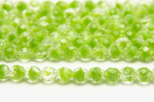 8mm Pear Green Crystal Hurricane Fire Polished Czech Glass