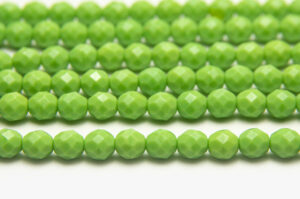 8mm Pea Green Opaque Fire Polished Czech Glass