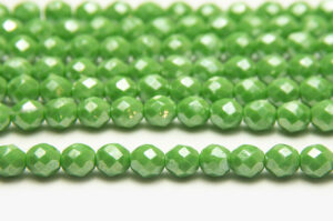 8mm Green Opaque Lustre Fire Polished Czech Glass