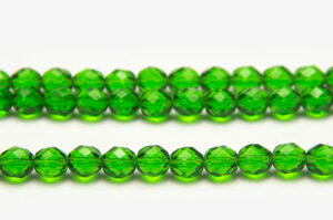 8mm Parakeet Green Transparent Crystal Fire Polished Czech Glass