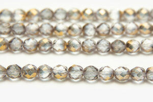 8mm Gold Smoke Demi Metallic Hurricane Fire Polished Czech Glass