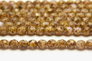 8mm Brown Picasso Fire Polished Czech Glass