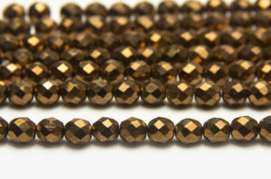 8mm Bronze Metallic Fire Polished Czech Glass