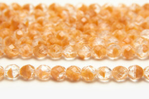 8mm Peach Nude Crystal Hurricane Fire Polished Czech Glass