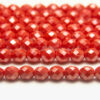 8mm Coral Red Opaque Lustre Fire Polished Czech Glass