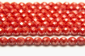 8mm Coral Red Opaque Lustre Fire Polished Czech Glass