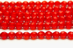 8mm Candy Apple Red Transparent Crystal Fire Polished Czech Glass