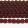 8mm Red Wine Frosted Fire Polished Czech Glass