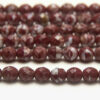 8mm Burgundy White Opaque Hurricane Fire Polished Czech Glass