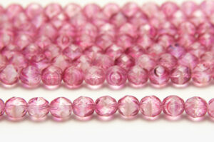 8mm Rose Pink White Crystal Hurricane Fire Polished Czech Glass