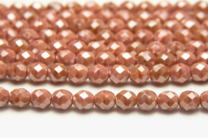 8mm Dusky Pink Opaque Lustre Fire Polished Czech Glass