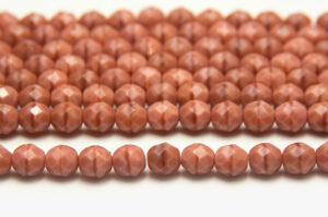 8mm Dusky Pink Opaque Glacier Fire Polished Czech Glass