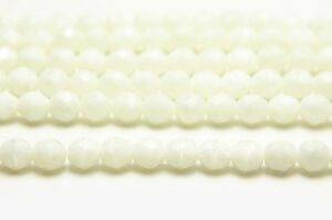 8mm White Aloe Opaque Lustre Fire Polished Czech Glass