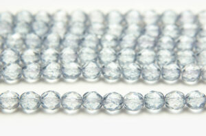8mm Misty Grey Speckled Crystal Fire Polished Czech Glass