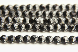 8mm Jet Diamond Demi Opaque Fire Polished Czech Glass