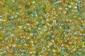 Lined Amber/Peridot Delica Beads