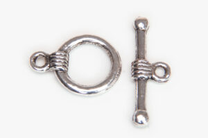 11mm Silver Ribbed Cuff Toggle Clasps