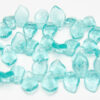 14x11mm Transparent Aqua Blue Top Drilled Leaf