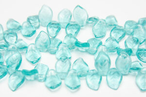 14x11mm Transparent Aqua Blue Top Drilled Leaf