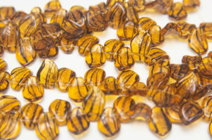 14x11mm Charcoal Striped Amber Top Drilled Leaf