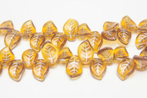 14x11mm Silver Veined Amber Top Drilled Leaf