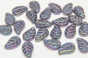 14x11mm Mulberry Rainbow Front Drilled Flat Leaf