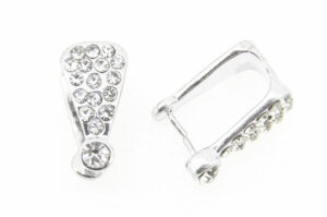 Bright Silver Crystal Focal Pinch Bails