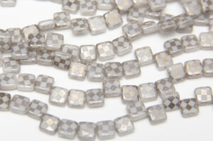 Stone Checker Stenciled 2-Hole 6mm Tile Beads