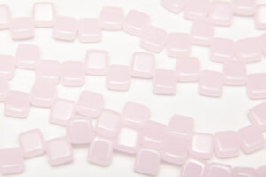 Alabaster Soft Rose 2-Hole 6mm Tile Beads
