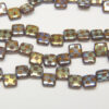 Mahogany Checker Stenciled 2-Hole 6mm Tile Beads